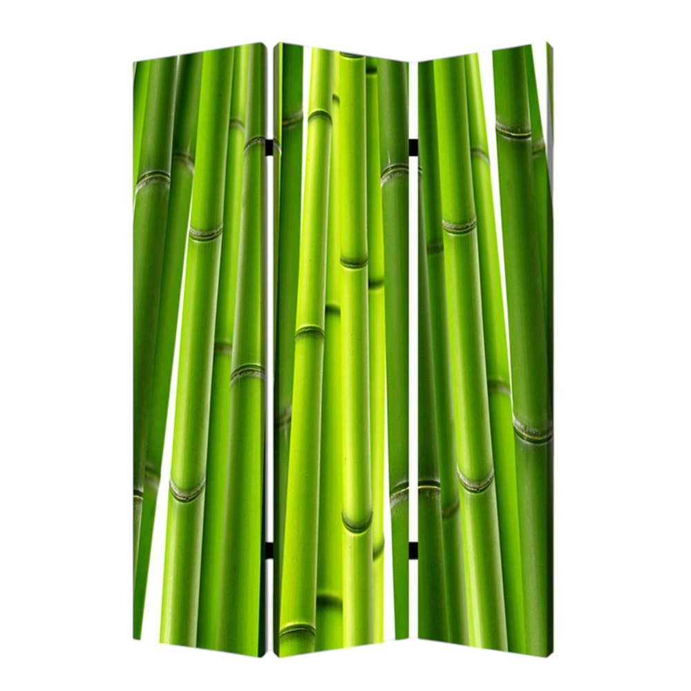 72" Green Canvas Folding Three Panel Screen Room Divider