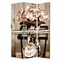 72" Brown Canvas Folding Three Panel Screen Room Divider