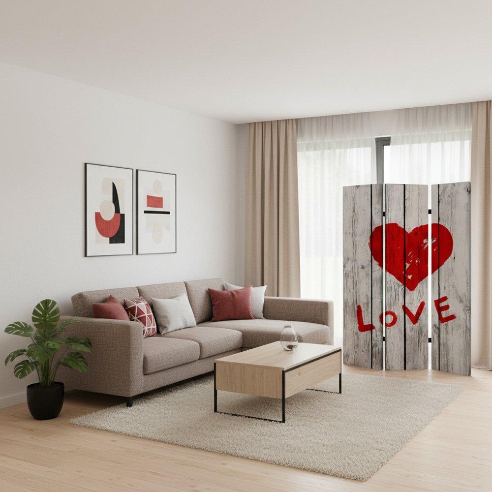 48" X 72" Multi Color Wood Canvas Valentine  Screen