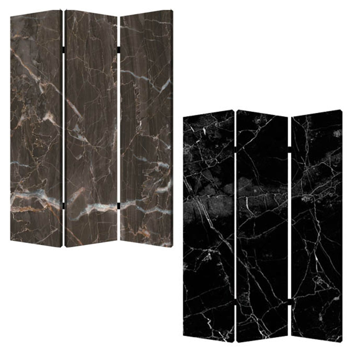 72" Gray Canvas Folding Three Panel Screen Room Divider