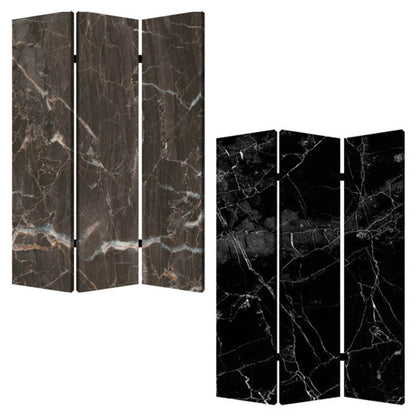 72" Gray Canvas Folding Three Panel Screen Room Divider