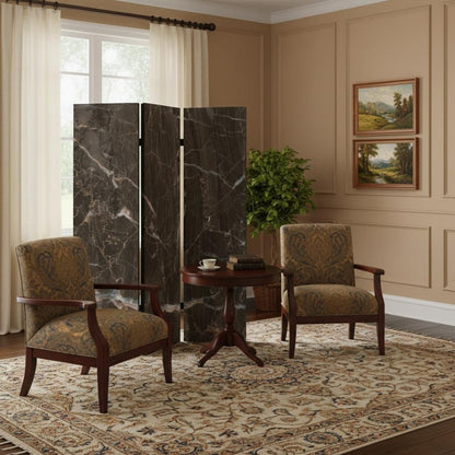 72" Gray Canvas Folding Three Panel Screen Room Divider