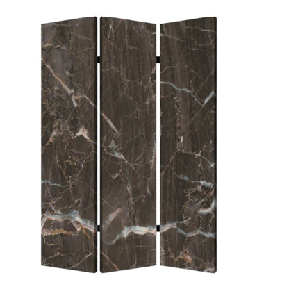 72" Gray Canvas Folding Three Panel Screen Room Divider