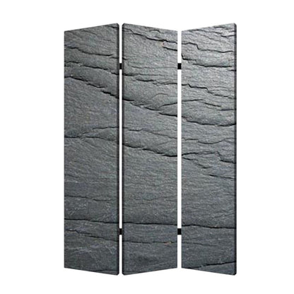 72" Gray Canvas Folding Three Panel Screen Room Divider
