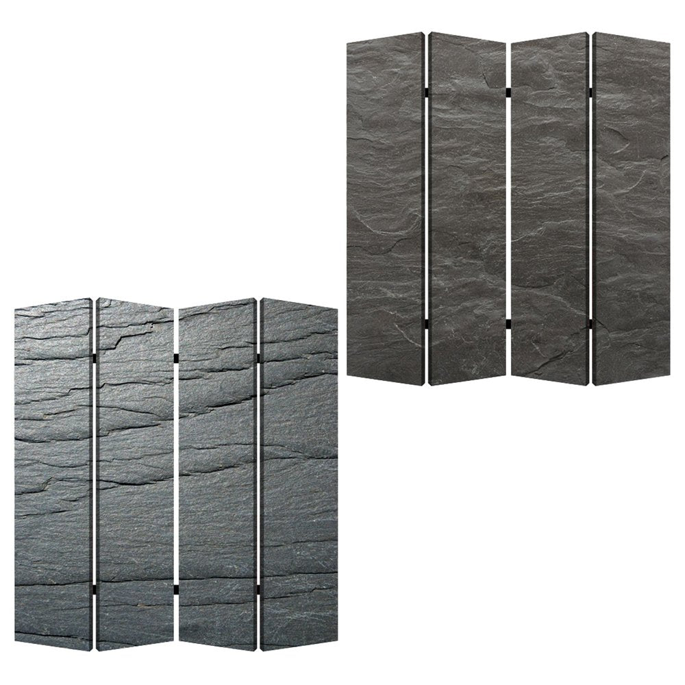 84" Gray Canvas Folding Four Panel Screen Room Divider