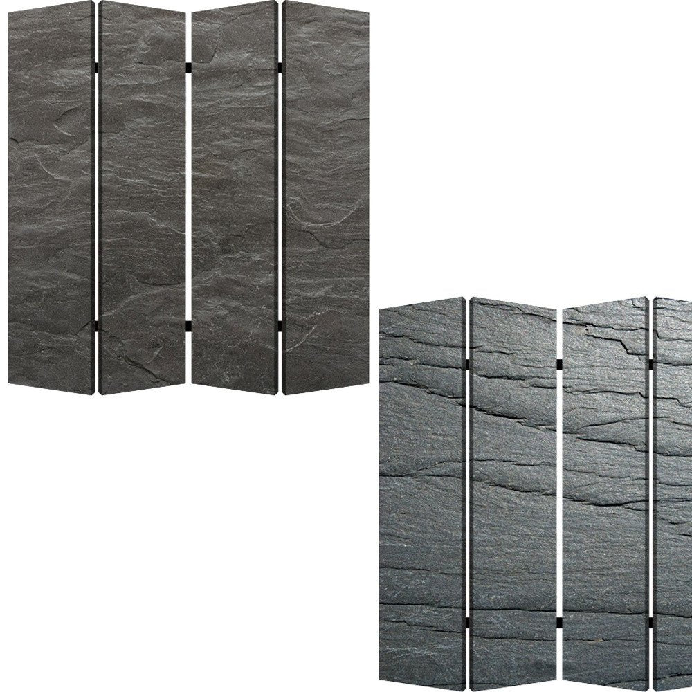 84" Gray Canvas Folding Four Panel Screen Room Divider