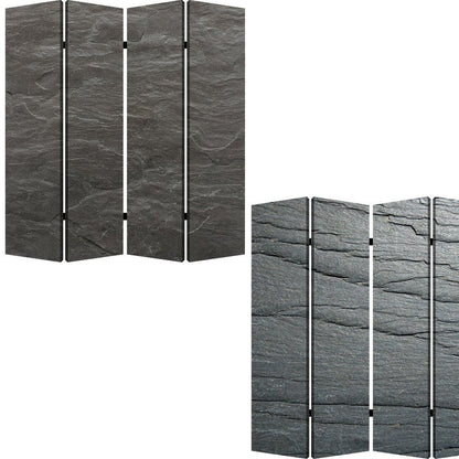 84" Gray Canvas Folding Four Panel Screen Room Divider