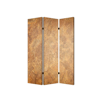 72" Brown Canvas Folding Three Panel Screen Room Divider