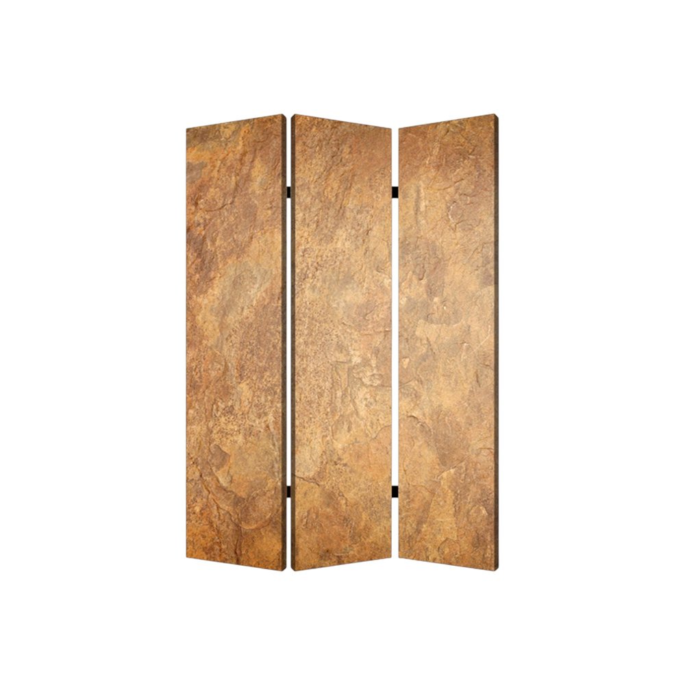 72" Brown Canvas Folding Three Panel Screen Room Divider