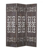67" Brown Wood Folding Three Panel Screen Room Divider