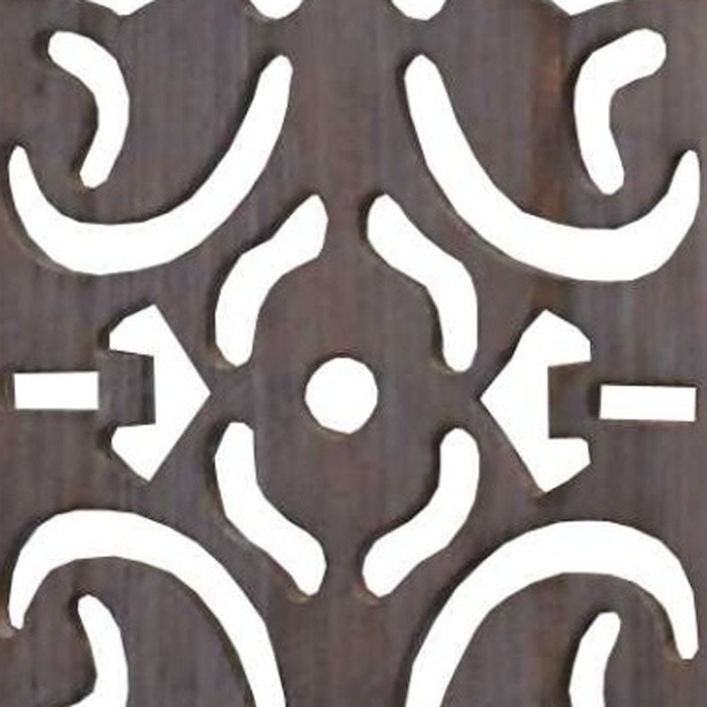 67" Brown Wood Folding Three Panel Screen Room Divider