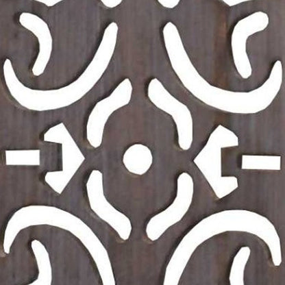 67" Brown Wood Folding Three Panel Screen Room Divider