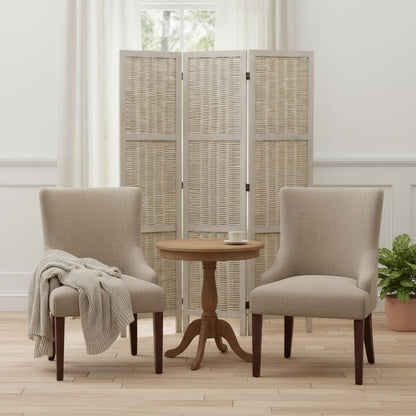 67" Beige Solid Wood Panel Screen Room Divider