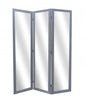69" Black Wood and Mirrored Glass Folding Three Panel Screen Room Divider