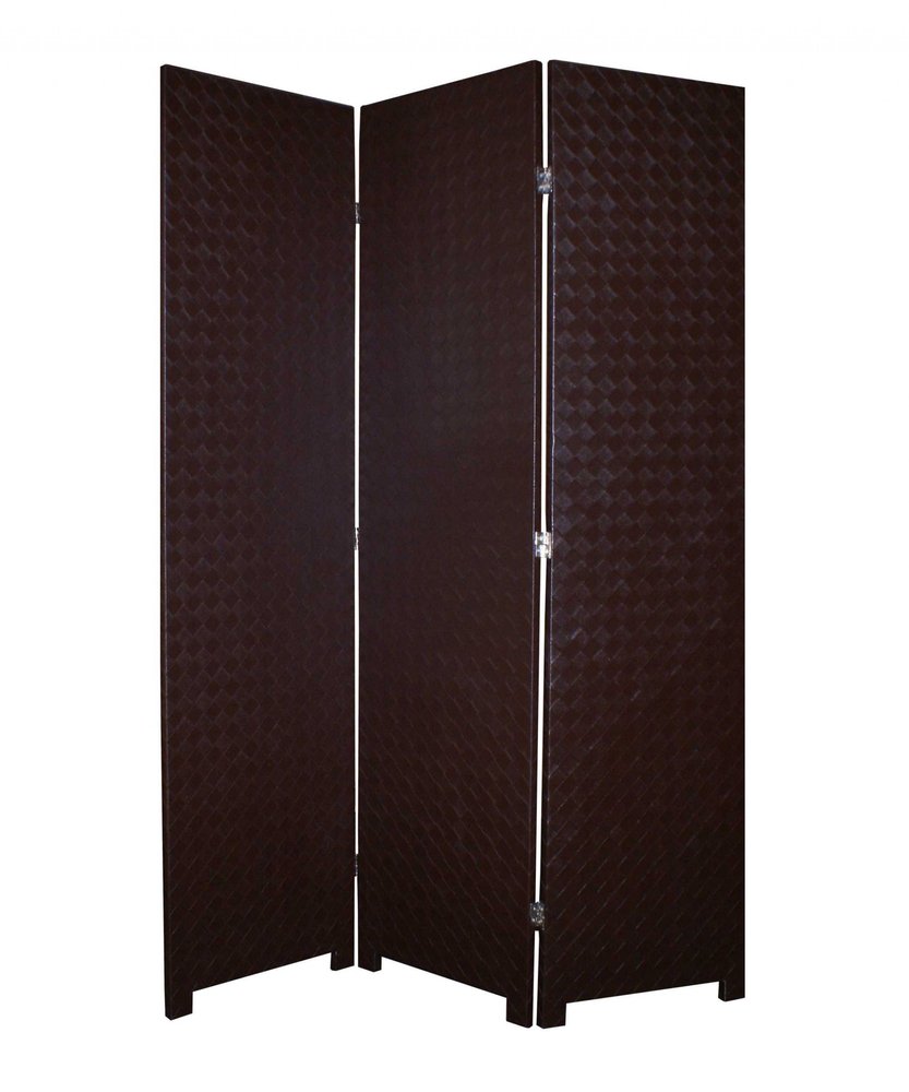 52 X 71 Brown Criss Cross Faux Leather  Screen