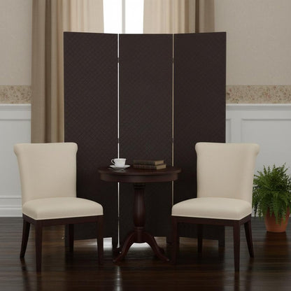 71" Brown Faux Leather Folding Three Panel Screen Room Divider