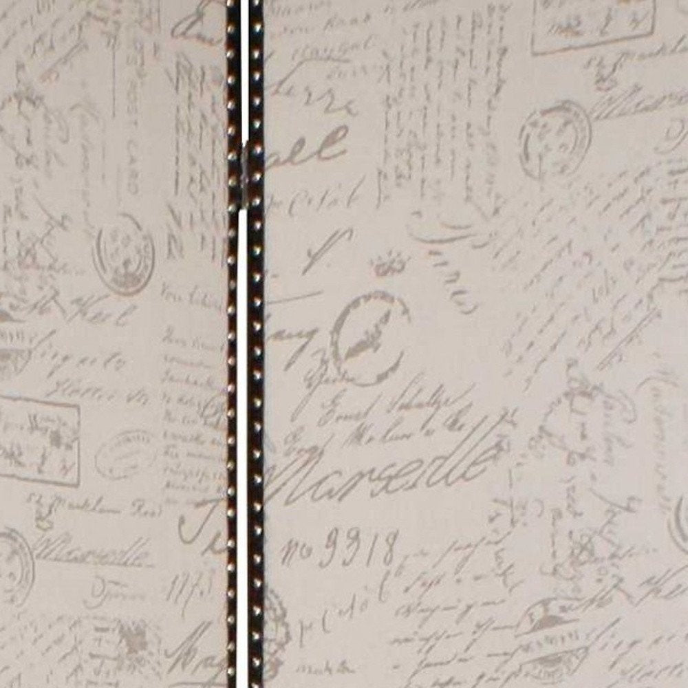 84" Beige Fabric Folding Four Panel Screen Room Divider