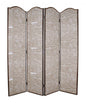 84" Tan Fabric Folding Four Panel Screen Room Divider