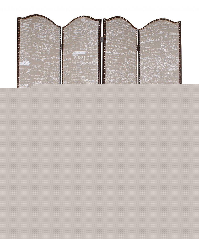 84" Tan Fabric Folding Four Panel Screen Room Divider
