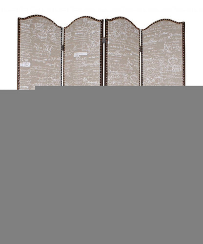 84" Tan Fabric Folding Four Panel Screen Room Divider