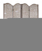84" Tan Fabric Folding Four Panel Screen Room Divider