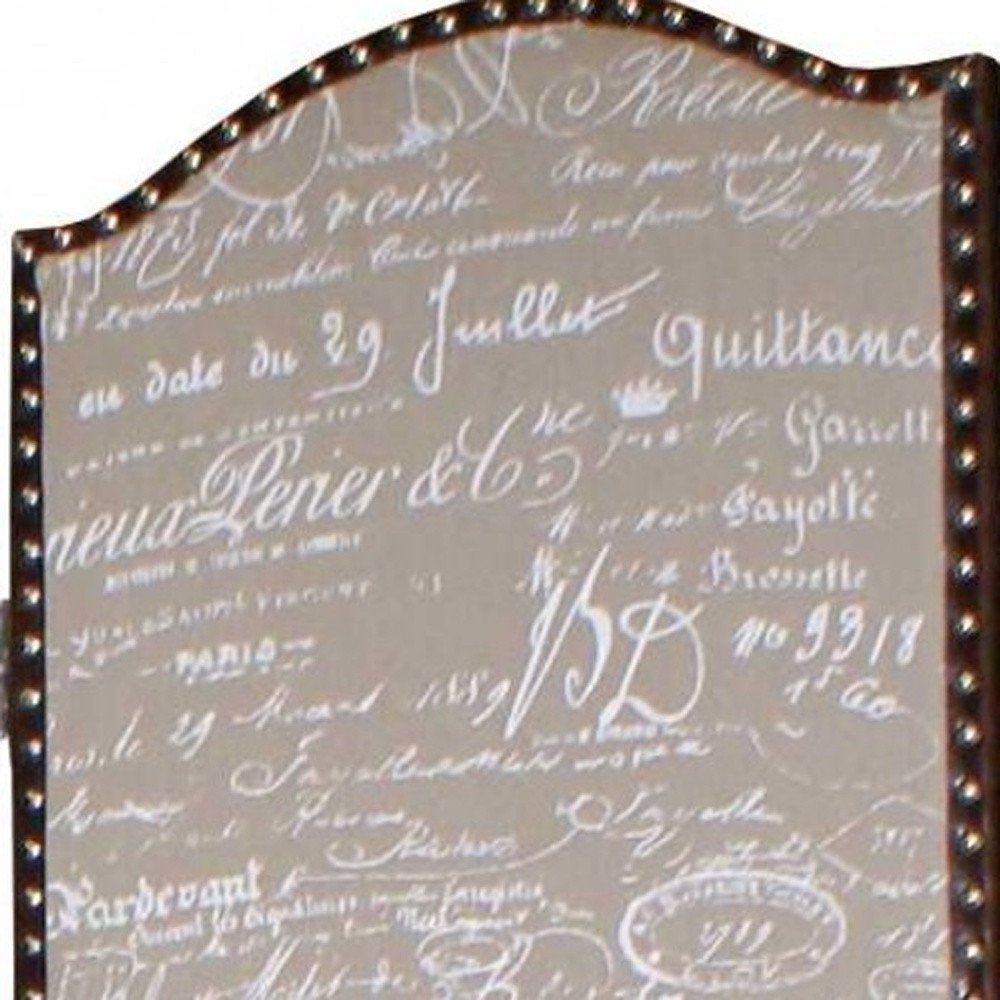 84" Tan Fabric Folding Four Panel Screen Room Divider