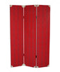 71" Red Wood Folding Three Panel Screen Room Divider