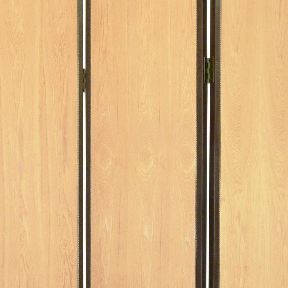 71" Natural Wood Folding Three Panel Screen Room Divider
