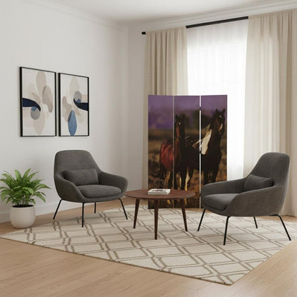 72" Brown Canvas Folding Three Panel Screen Room Divider