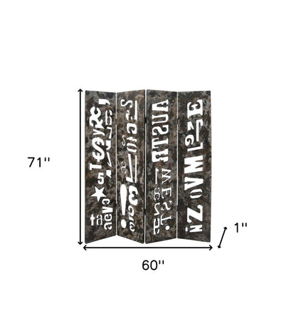 71" Brown Wood Folding Four Panel Screen Room Divider