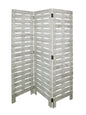 72" White Wood Folding Three Panel Screen Room Divider