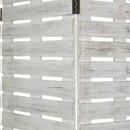 72" White Solid Wood Panel Screen Room Divider