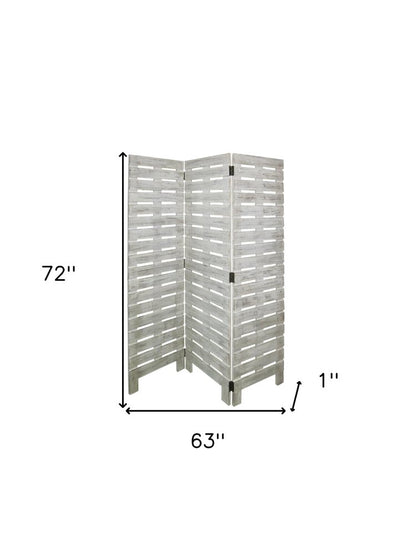 72" White Solid Wood Panel Screen Room Divider