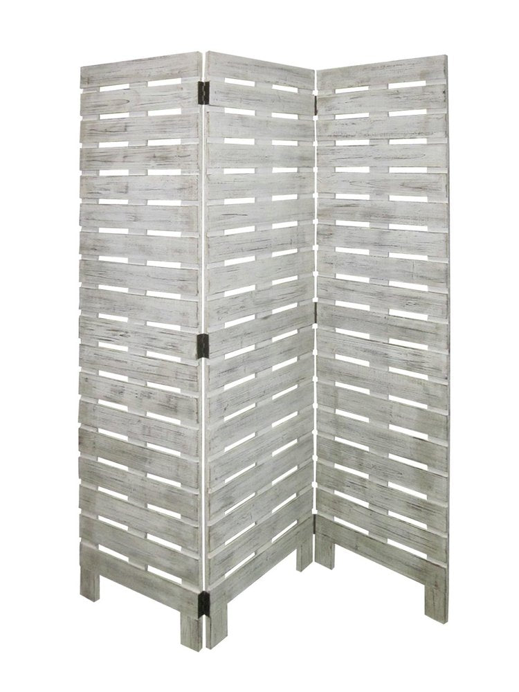 72" White Solid Wood Panel Screen Room Divider