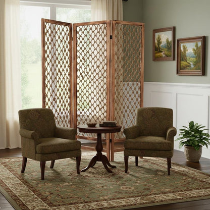 69" Natural Solid Wood Panel Screen Room Divider