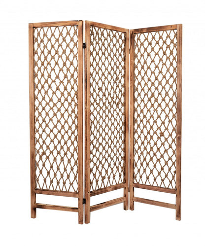 69" Natural Folding Three Panel Screen Room Divider