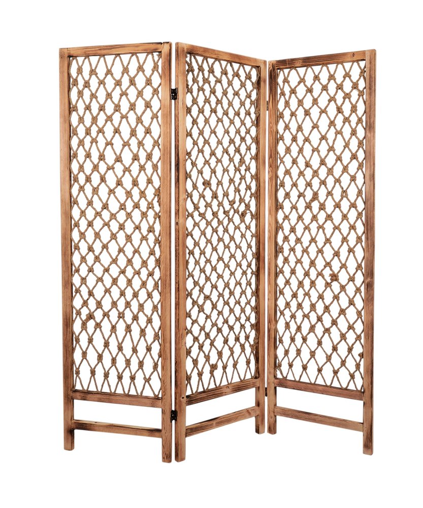 69" Natural Folding Three Panel Screen Room Divider