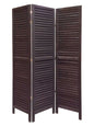 67" Black Wood Folding Three Panel Screen Room Divider