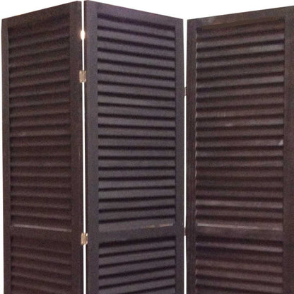 67" Black Wood Folding Three Panel Screen Room Divider