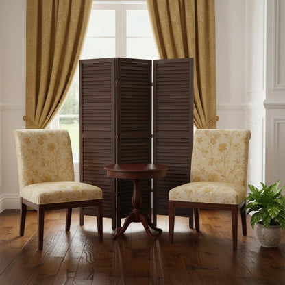 67" Black Wood Folding Three Panel Screen Room Divider