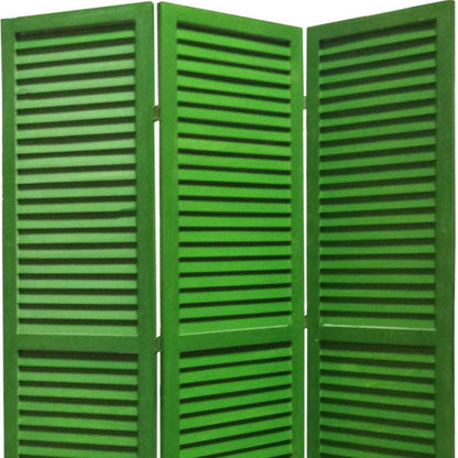 67" Black Wood Folding Three Panel Screen Room Divider