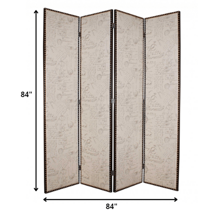 84 X 84 Tan Wood & Fabric  Screen