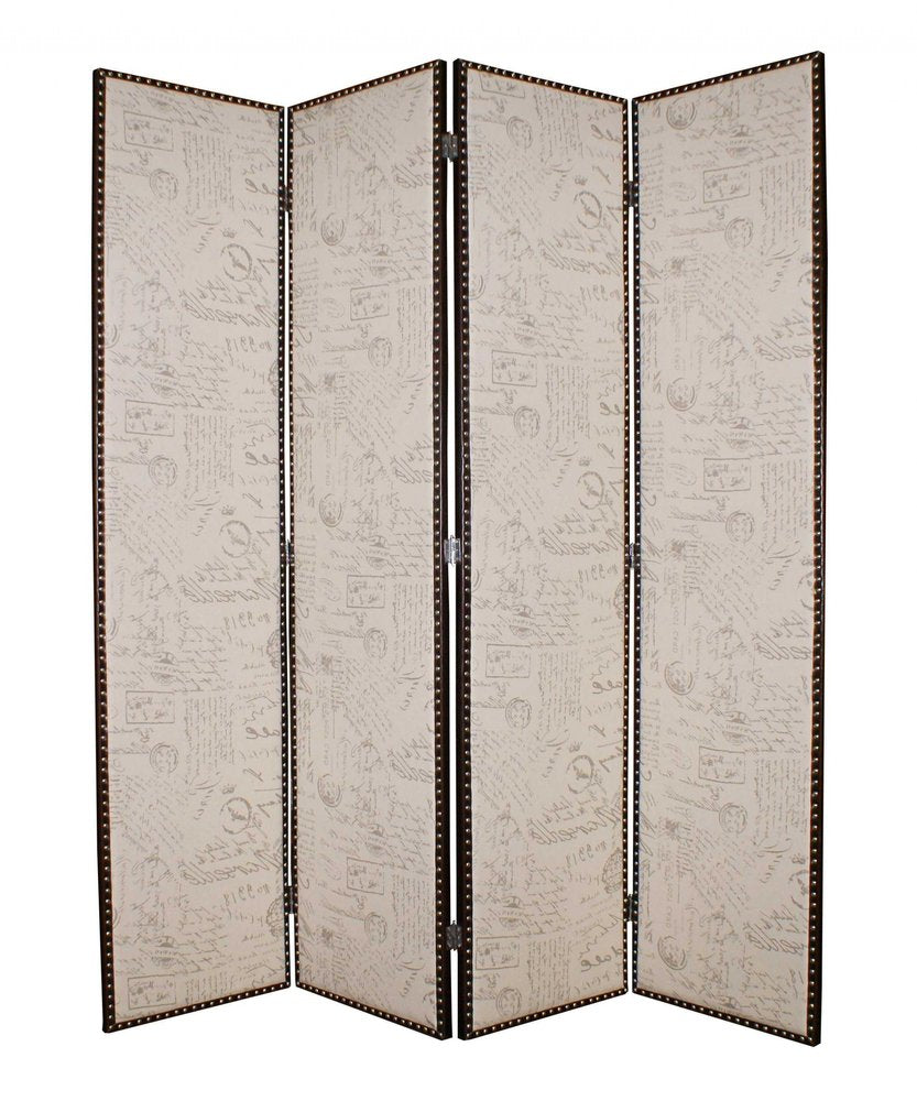 84 X 84 Bronze Wood & Fabric  Screen
