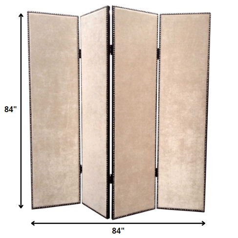 84 X 84 Tan Wood & Fabric  Screen