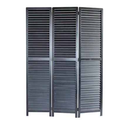 67" Black Solid Wood Panel Screen Room Divider