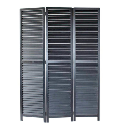 67" Black Solid Wood Panel Screen Room Divider