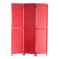 67" Red Wood Folding Three Panel Screen Room Divider