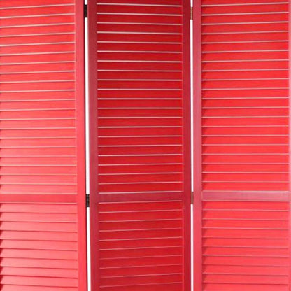67" Red Solid Wood Panel Screen Room Divider