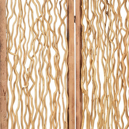 69" Brown Wood Folding Three Panel Screen Room Divider