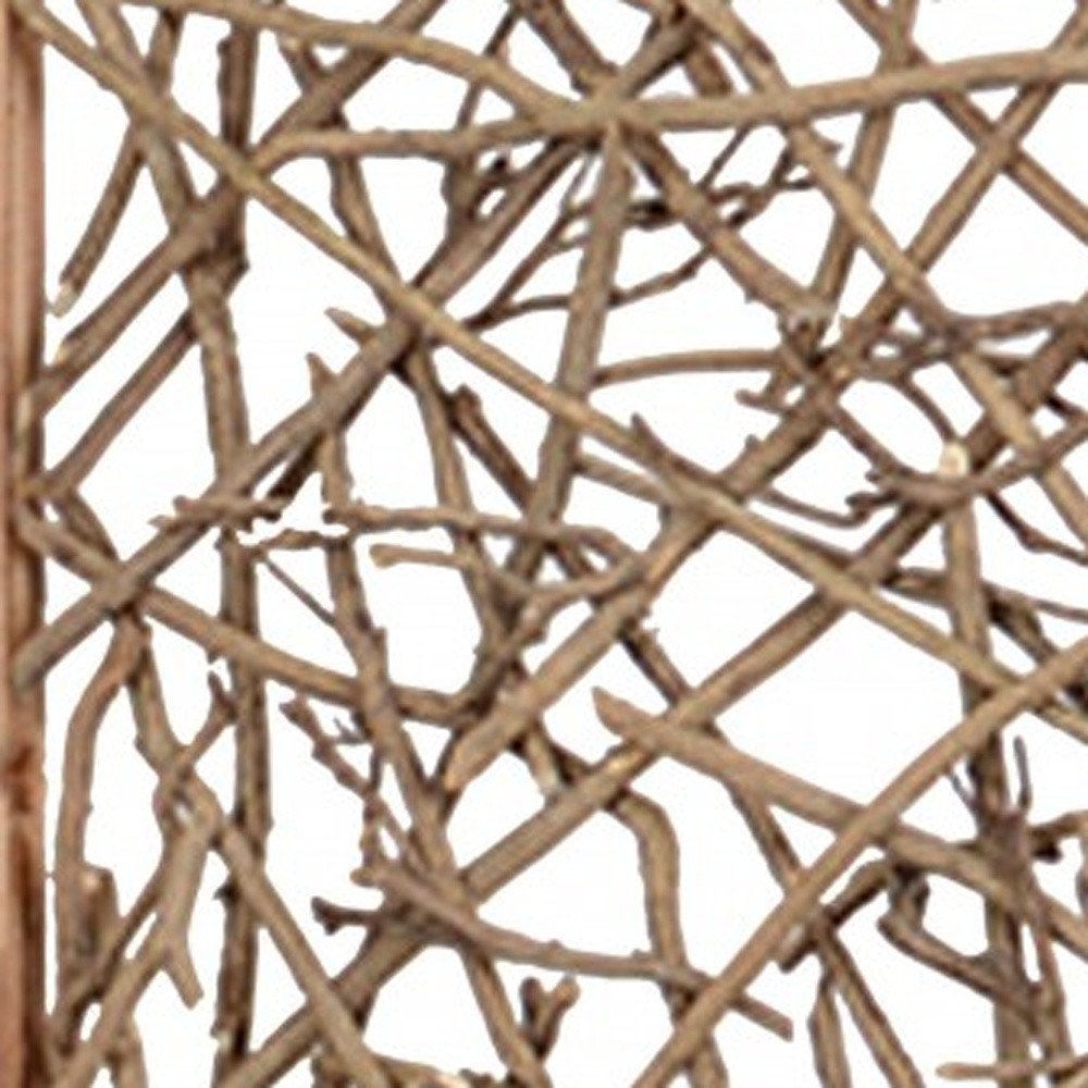 69" Brown Wood Folding Three Panel Screen Room Divider